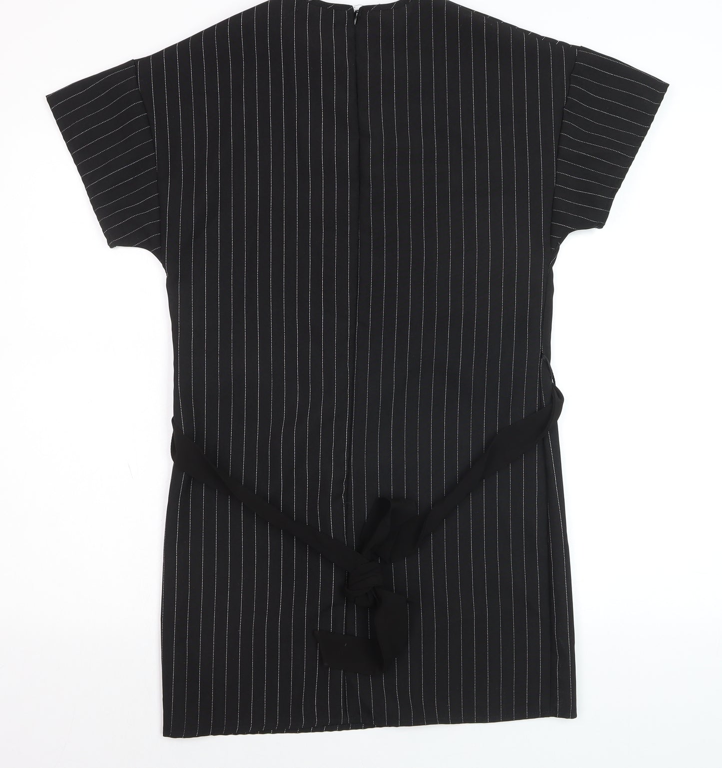 PrettyLittleThing Womens Black Striped Tunic Blouse Size 6