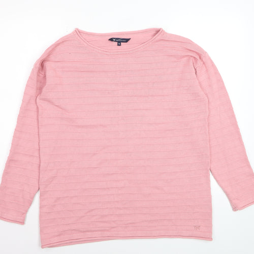 Crew Clothing Women Pink Cotton Blend Knit Jumper Size 16