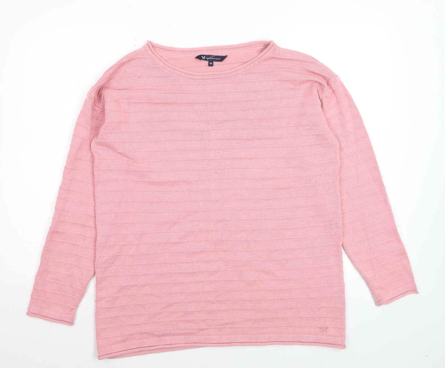 Crew Clothing Women Pink Cotton Blend Knit Jumper Size 16