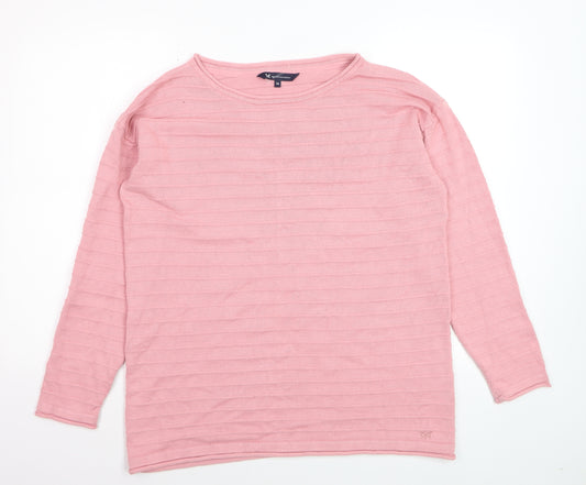 Crew Clothing Women Pink Cotton Blend Knit Jumper Size 16