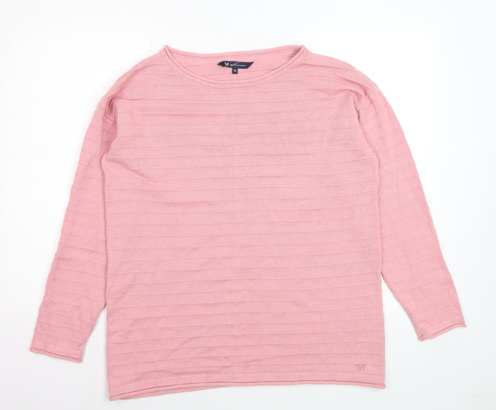 Crew Clothing Women Pink Cotton Blend Knit Jumper Size 16