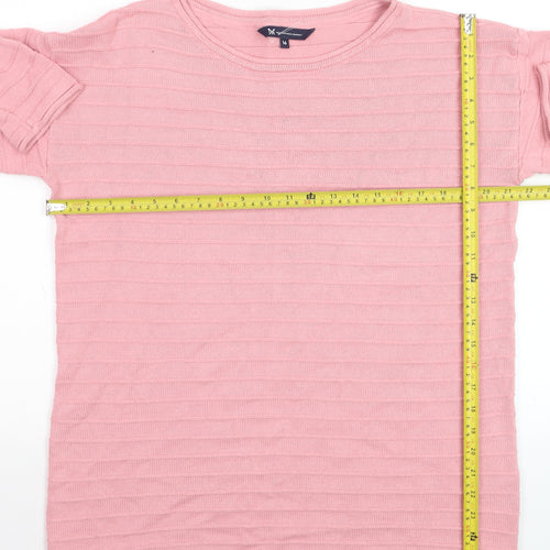 Crew Clothing Women Pink Cotton Blend Knit Jumper Size 16