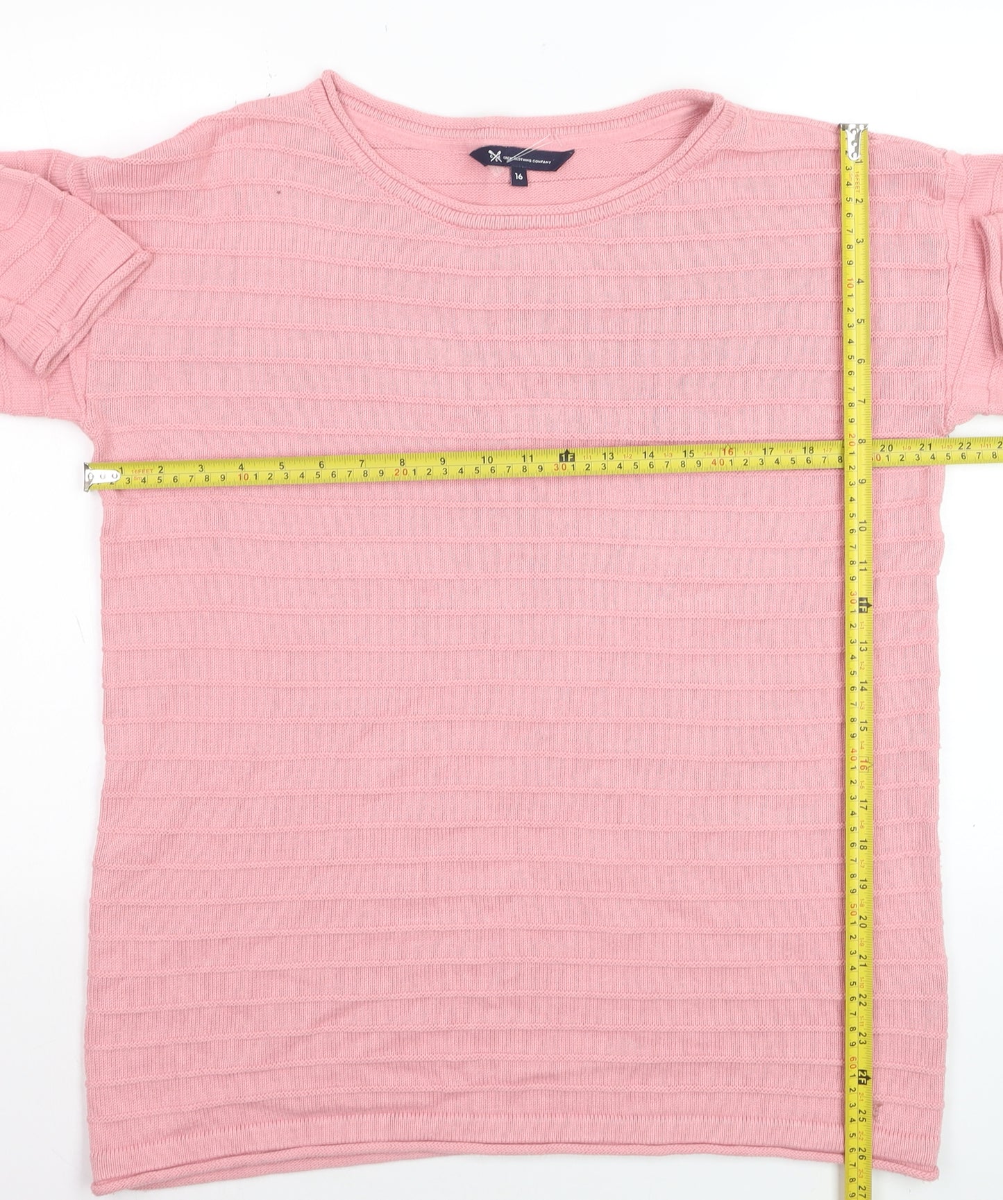 Crew Clothing Women Pink Cotton Blend Knit Jumper Size 16