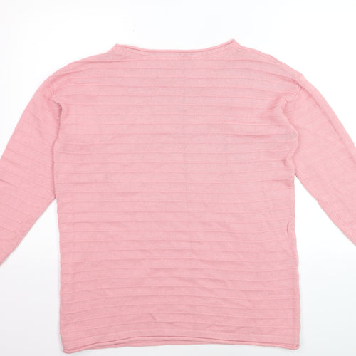 Crew Clothing Women Pink Cotton Blend Knit Jumper Size 16
