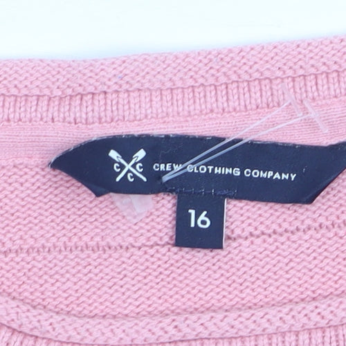 Crew Clothing Women Pink Cotton Blend Knit Jumper Size 16