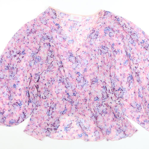 Savida Women’s Multicoloured Floral Chiffon V-Neck Blouse Size 14