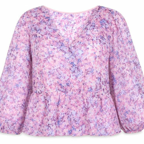 Savida Women’s Multicoloured Floral Chiffon V-Neck Blouse Size 14
