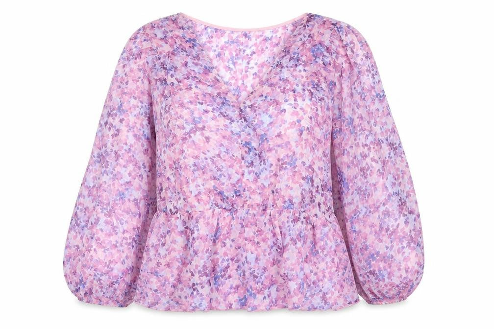 Savida Women’s Multicoloured Floral Chiffon V-Neck Blouse Size 14