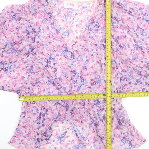 Savida Women’s Multicoloured Floral Chiffon V-Neck Blouse Size 14