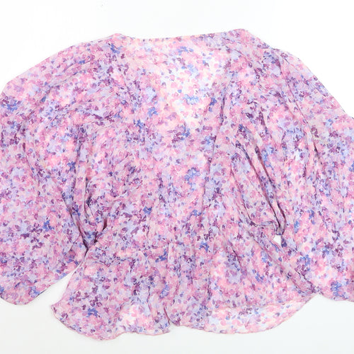 Savida Women’s Multicoloured Floral Chiffon V-Neck Blouse Size 14