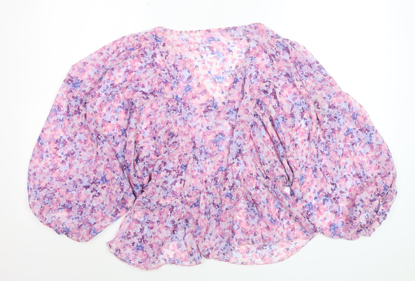 Savida Women’s Multicoloured Floral Chiffon V-Neck Blouse Size 14