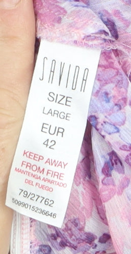 Savida Women’s Multicoloured Floral Chiffon V-Neck Blouse Size 14
