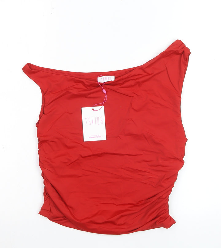 Savida Women Red Off Shoulder Camisole Blouse Size 14