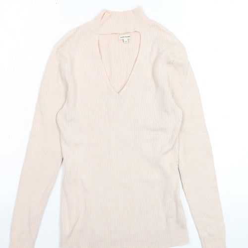 River Island Womens Beige V-Neck Knit Jumper Size 12