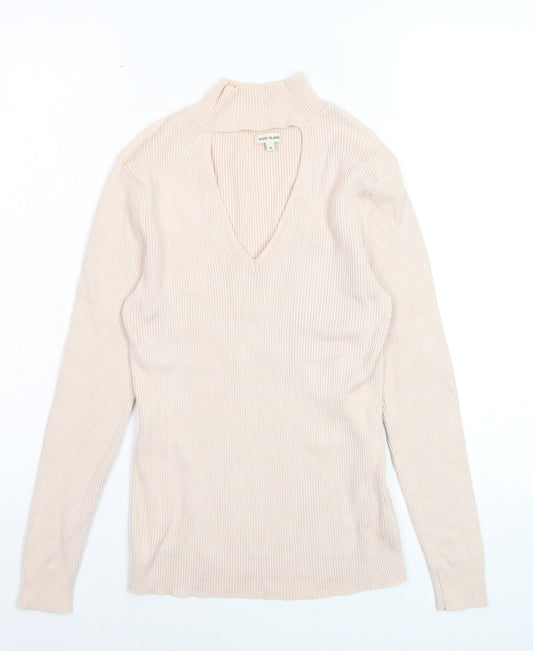River Island Womens Beige V-Neck Knit Jumper Size 12