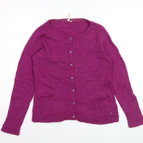 White Stuff Women's Purple Wool Blend Button Cardigan Size 12