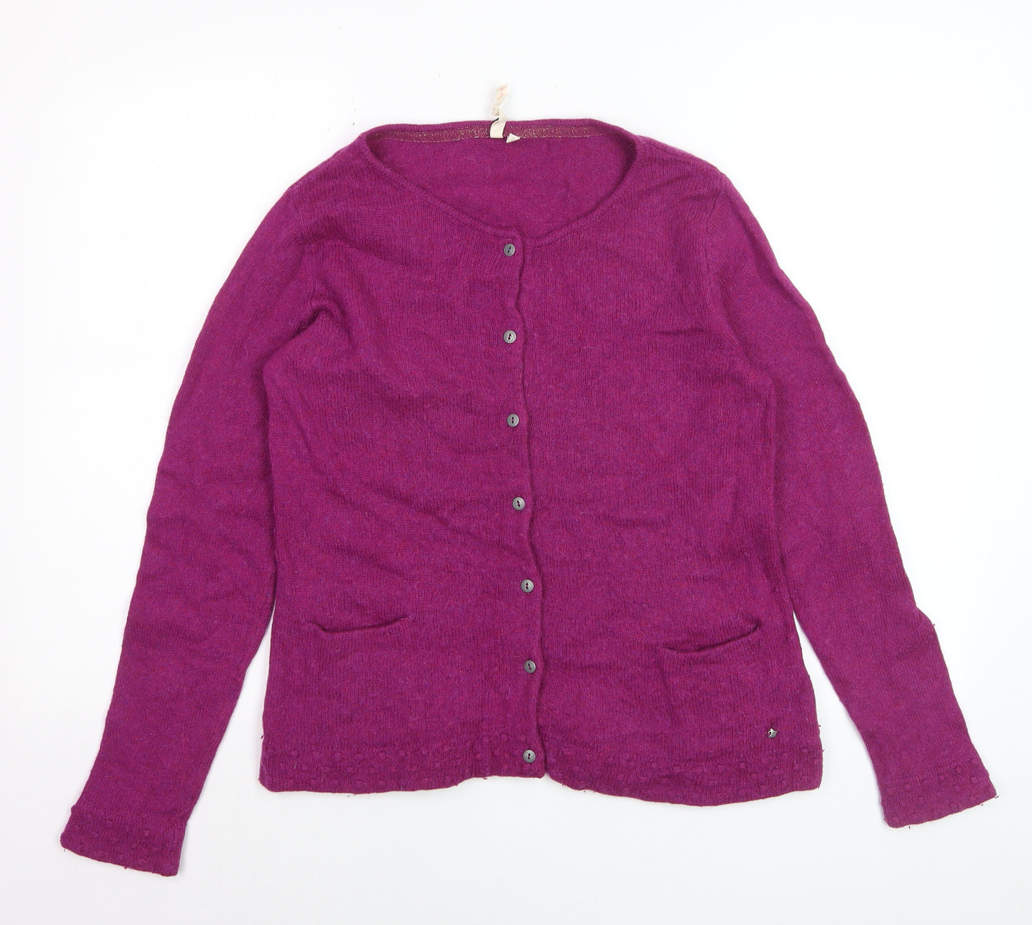 White Stuff Women's Purple Wool Blend Button Cardigan Size 12