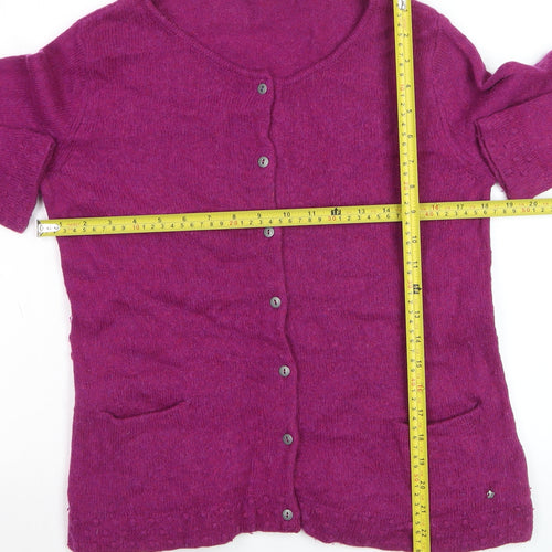 White Stuff Women's Purple Wool Blend Button Cardigan Size 12