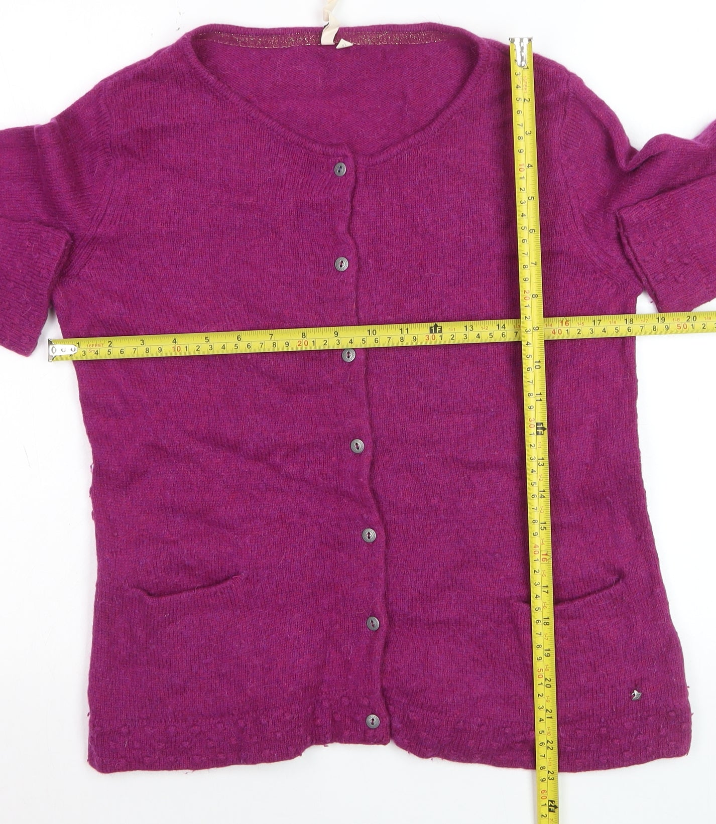 White Stuff Women's Purple Wool Blend Button Cardigan Size 12