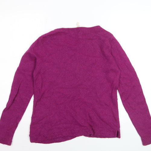 White Stuff Women's Purple Wool Blend Button Cardigan Size 12