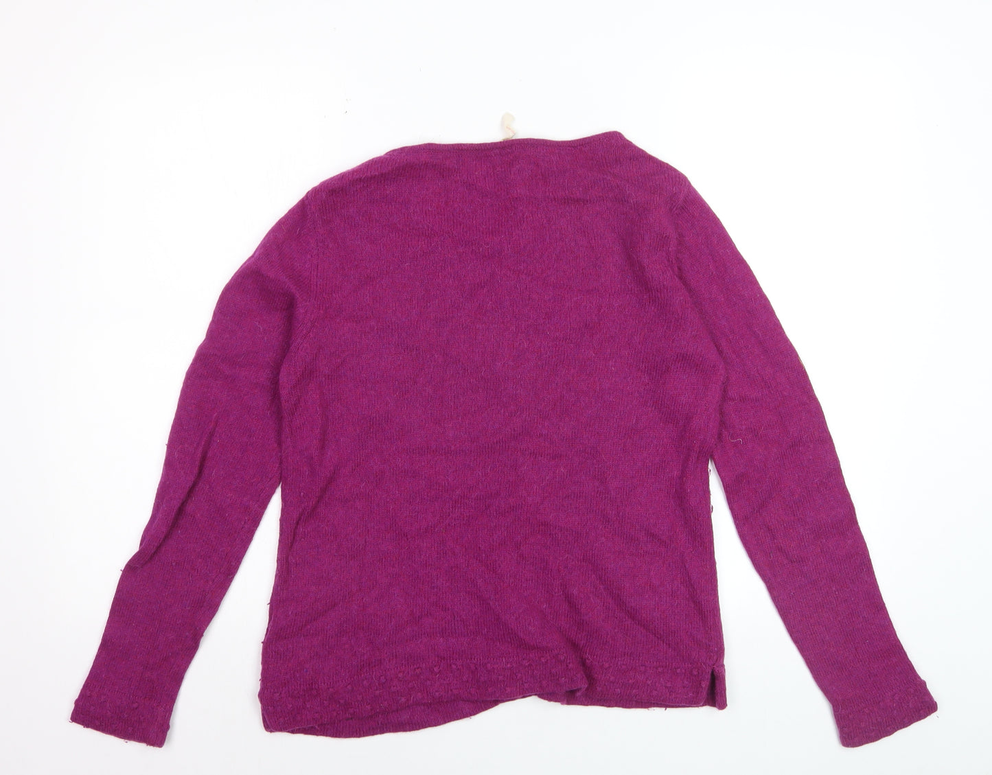 White Stuff Women's Purple Wool Blend Button Cardigan Size 12