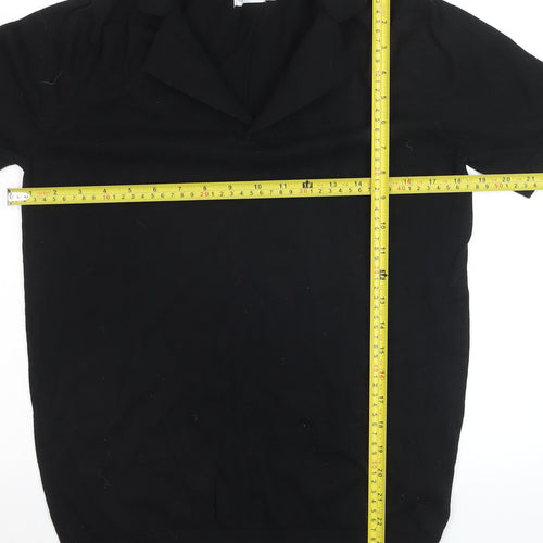 ASOS DESIGN Women's Black Collared Short Sleeve Cotton Jumper Size S