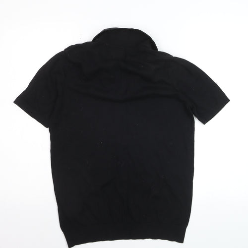 ASOS DESIGN Women's Black Collared Short Sleeve Cotton Jumper Size S
