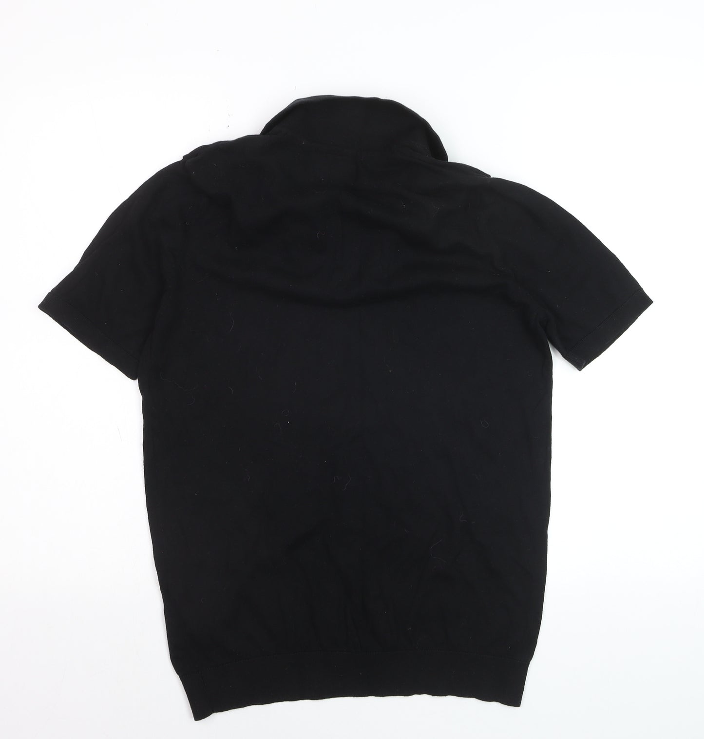 ASOS DESIGN Women's Black Collared Short Sleeve Cotton Jumper Size S