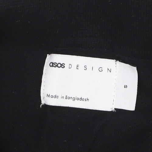 ASOS DESIGN Women's Black Collared Short Sleeve Cotton Jumper Size S