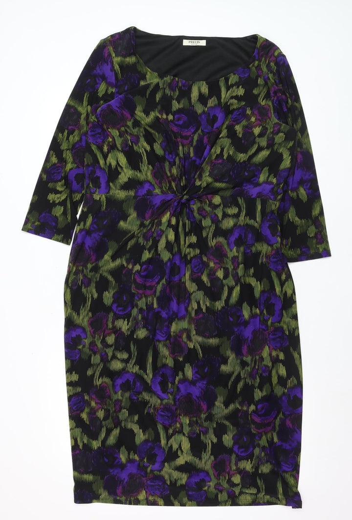 Precis Petite Womens Multicoloured Size 16 Floral Sheath Dress