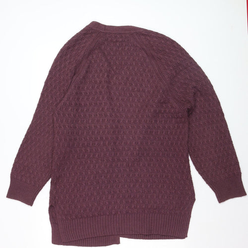 Fat Face Women’s Purple Chunky Knit Long Sleeve Cardigan Size 12