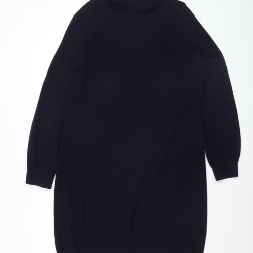 Whistles Womens Black Wool Cashmere Mock Neck Long Sleeve Jumper M
