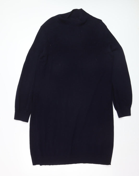 Whistles Womens Black Wool Cashmere Mock Neck Long Sleeve Jumper M