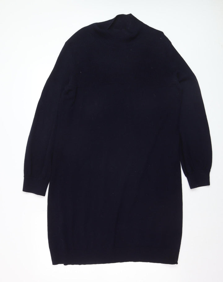 Whistles Womens Black Wool Cashmere Mock Neck Long Sleeve Jumper M