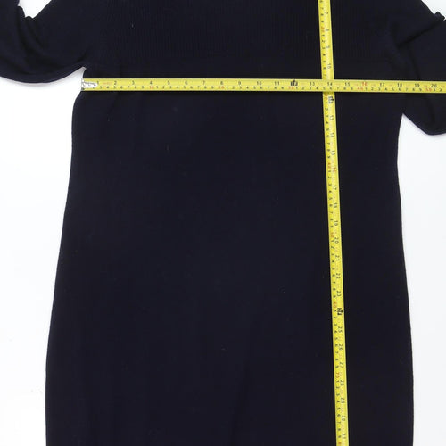 Whistles Womens Black Wool Cashmere Mock Neck Long Sleeve Jumper M