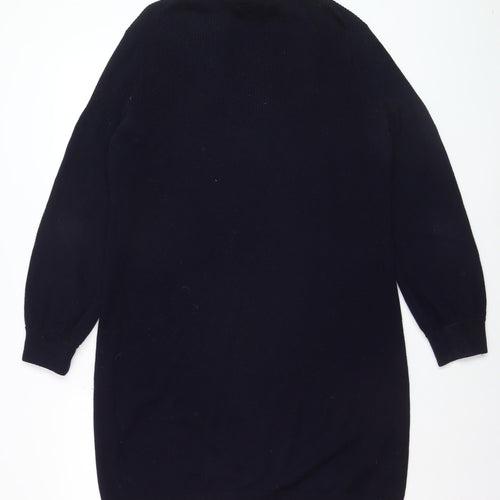 Whistles Womens Black Wool Cashmere Mock Neck Long Sleeve Jumper M