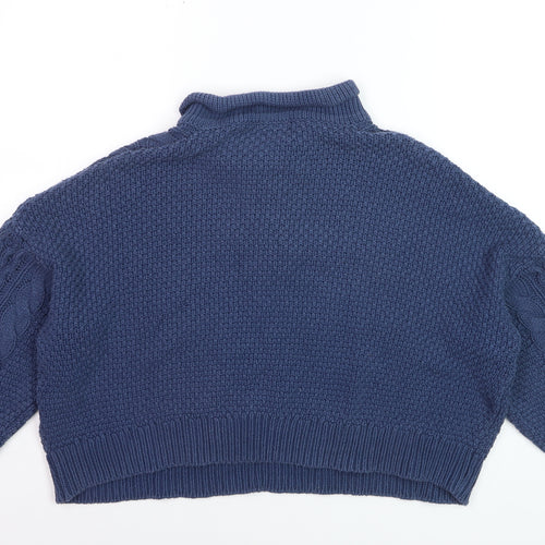 Selan Outfitters Womens Blue Cable Knit Henley Jumper M