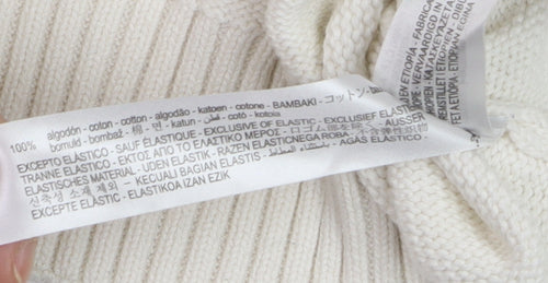 ZARA Women’s Ivory High Neck Zip Cotton Jumper XL Relaxed Fit