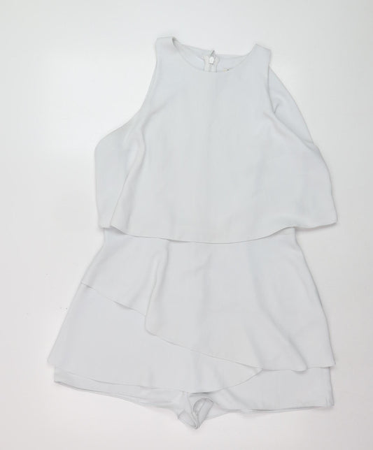 River Island Women’s White Layered Crepe Sleeveless Playsuit Size 14