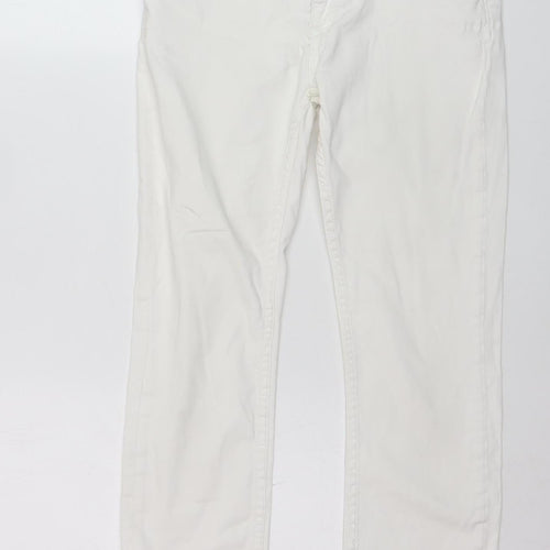 Zara Woman White Slim Fit Ankle Zip Jeans Size 14