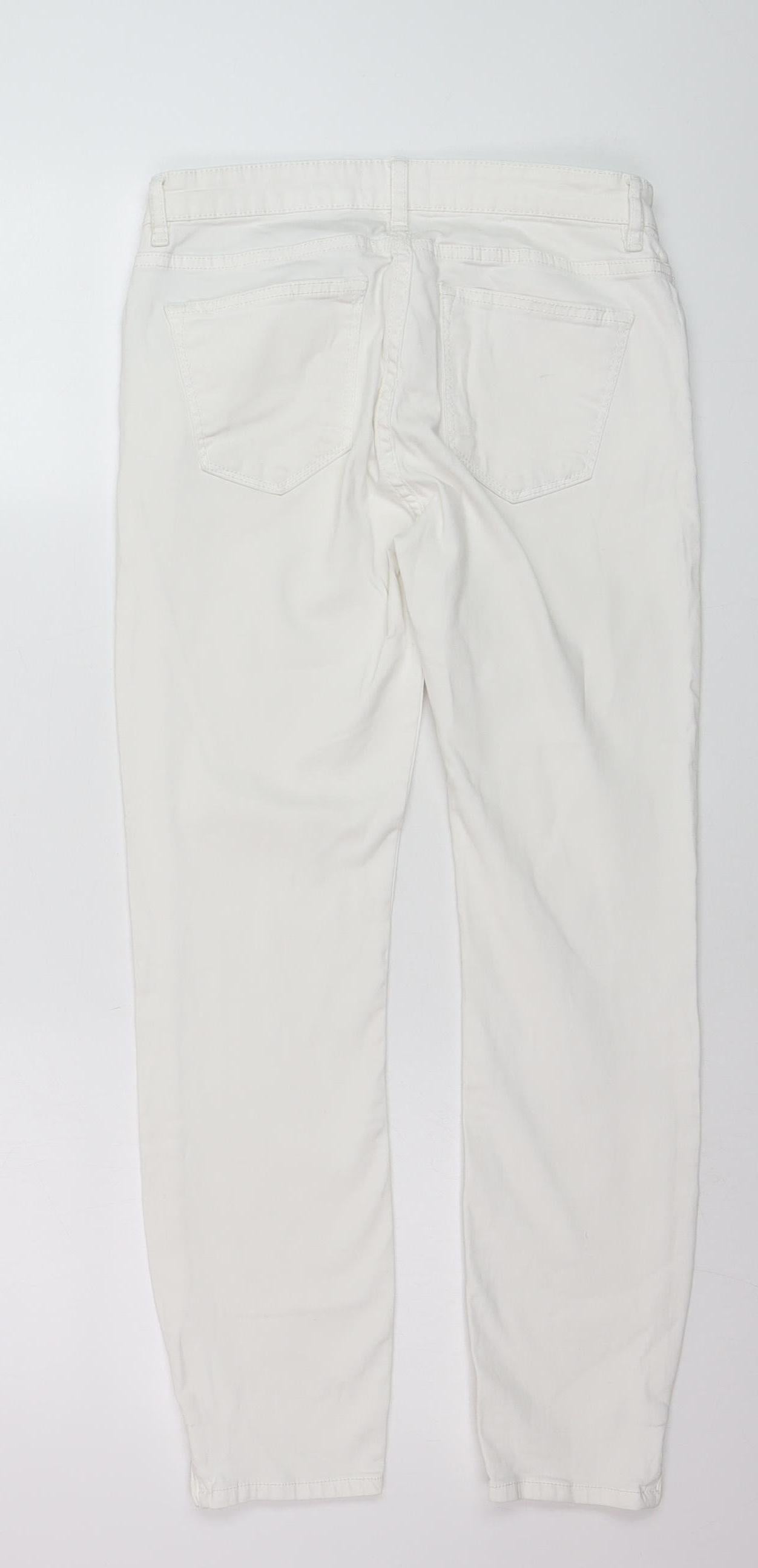 Zara Woman White Slim Fit Ankle Zip Jeans Size 14