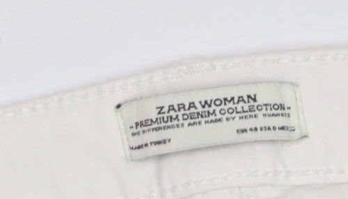 Zara Woman White Slim Fit Ankle Zip Jeans Size 14