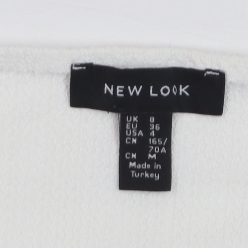 New Look Women's White Cropped Blouse Size 8 Puff Sleeve