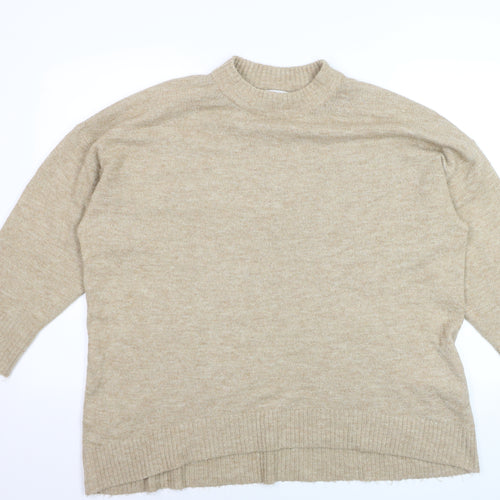 ONLY Women's Beige XL Mock Neck Knit Pullover Jumper