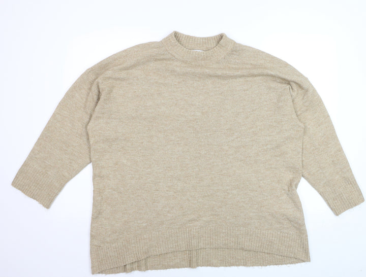 ONLY Women's Beige XL Mock Neck Knit Pullover Jumper