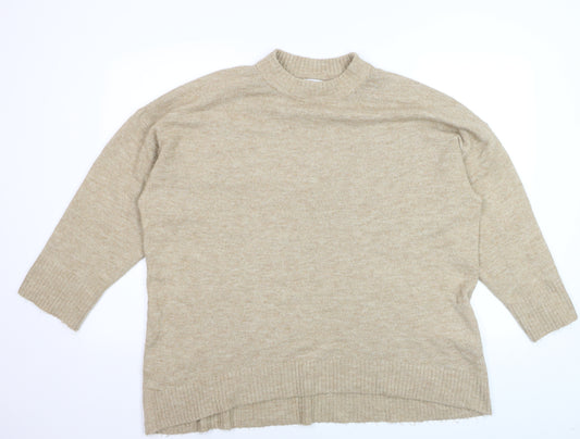 ONLY Women's Beige XL Mock Neck Knit Pullover Jumper
