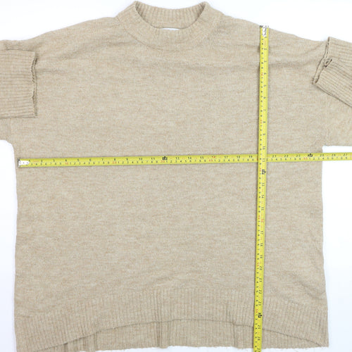 ONLY Women's Beige XL Mock Neck Knit Pullover Jumper