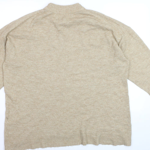 ONLY Women's Beige XL Mock Neck Knit Pullover Jumper