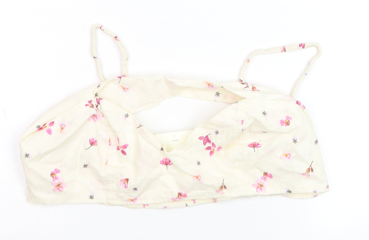 H&M Women’s Ivory Floral Linen Blend Camisole Top Size L