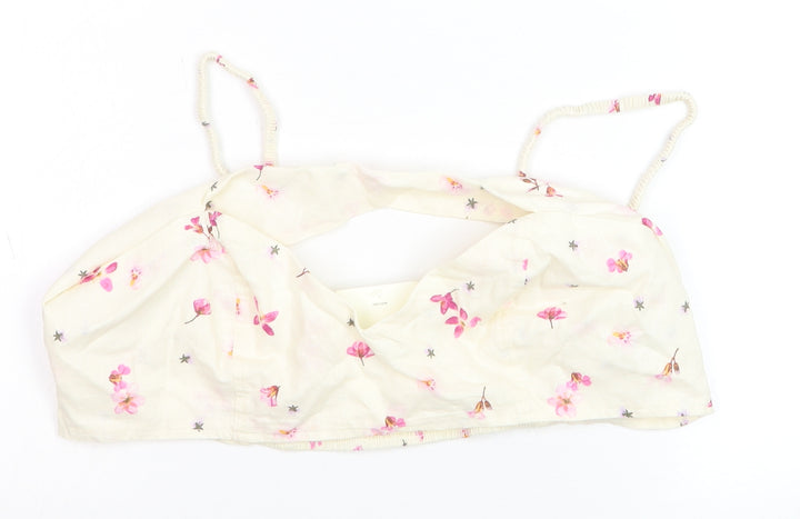 H&M Women’s Ivory Floral Linen Blend Camisole Top Size L
